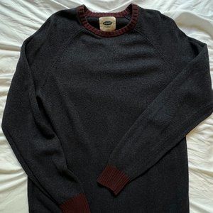 Old Navy Men Crewneck Sweater - Blue Red Long Sleeve Cotton Blend Size Medium